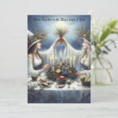 Carte de vœux plate de fête de célébration de Yule (Debout devant)