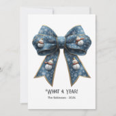 Carte de vœux plate de fin d'année avec noeud à l' (Devant)