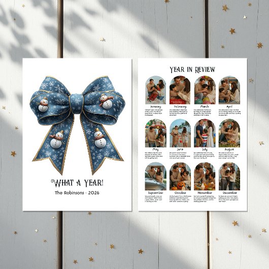 Carte de vœux plate de fin d'année avec nœud à l'e