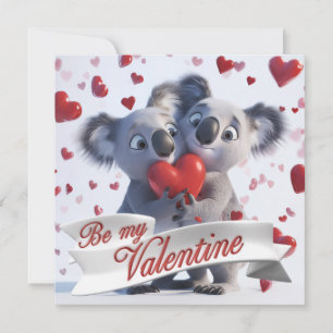 Carte de vœux plate de koalas pour la Saint-Valent