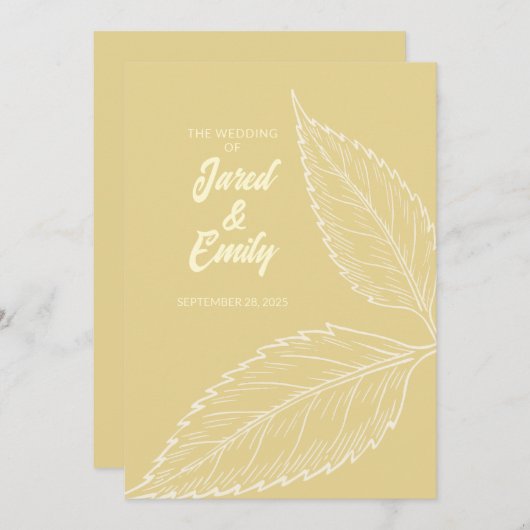 Carte de vœux plate de mariage en or doux (Devant / Derrière)