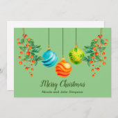 Carte de vœux plate de Noël avec compositions flor (Devant / Derrière)