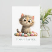 Carte de vœux plate de Pâques drôle avec chat (Debout devant)