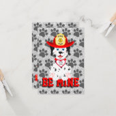 Carte de vœux plate de Saint-Valentin pour chiot 3 (Devant/Arrière en situation)