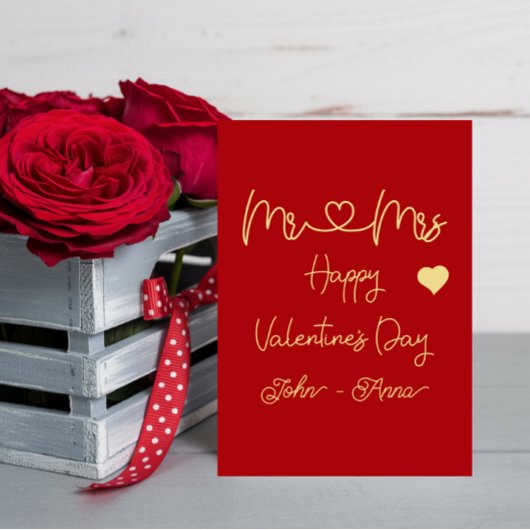 Carte de vœux plate de Saint-Valentin pour M. et M