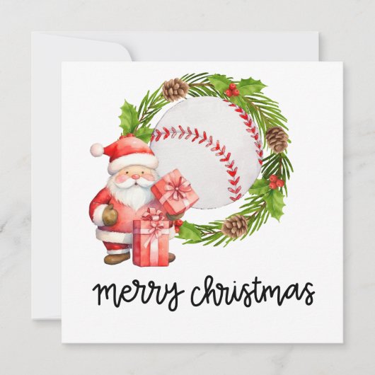 Carte de vœux plate de vacances de baseball avec l (Devant)
