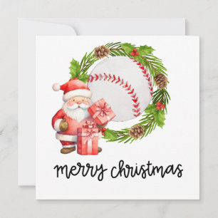Carte de vœux plate de vacances de baseball avec l