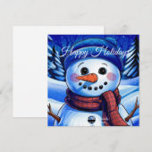 Carte de vœux plate de vacances de Frosty le bonho (Devant / Derrière)