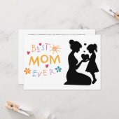 Carte de vœux plate et drôle pour la fête des mère (Devant/Arrière en situation)