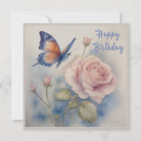 Carte de voeux Plate Fleur Et Papillon