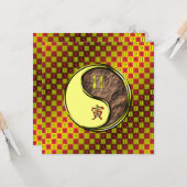Carte de vœux plate Gemini & Earth Tiger (Devant/Arrière en situation)