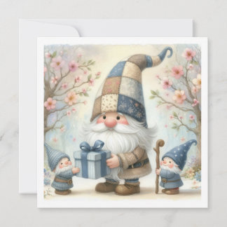 Carte de vœux plate-Gnome Fête des Pères