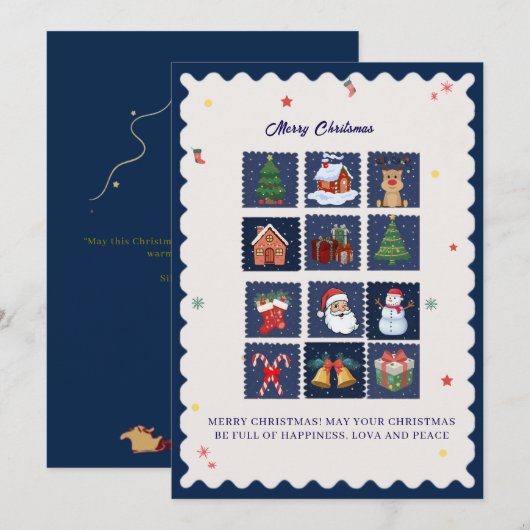 Carte de vœux plate moderne scandi avec des icônes (Devant / Derrière)