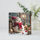 Carte de vœux plate Noël vintage (Debout devant)