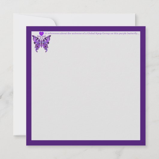 Carte de vœux plate Papillon Violet 31 (Dos)
