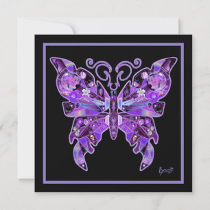 Carte de vœux plate Papillon Violet 31