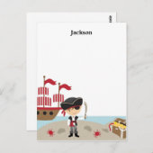 Carte de vœux plate Pirate Mignon (Devant / Derrière)