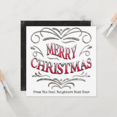 Carte de vœux plate pour un joyeux Noël aux voisin (Devant/Arrière en situation)