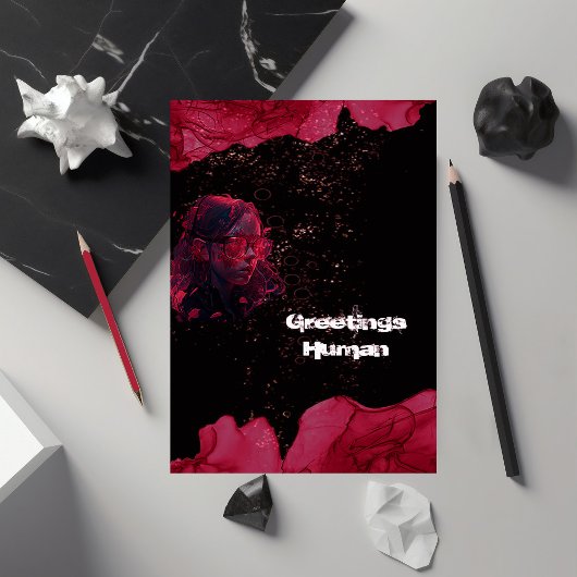 Carte de vœux plate rouge et noir à l'aquarelle