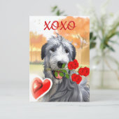 Carte de vœux plate Saint-Valentin Irish Wolfhound (Debout devant)