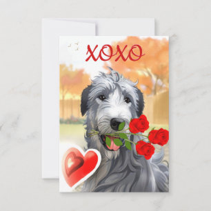 Carte de vœux plate Saint-Valentin Irish Wolfhound