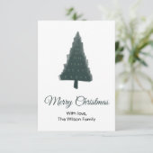 Carte de vœux plate sapin de Noël vert (Debout devant)