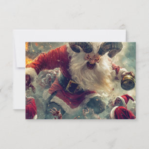 Carte de vœux plate vintage Santa zombie