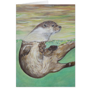 Carte de voeux Playful River Otter Painting