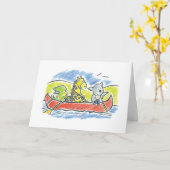 Carte de vœux pliable Canoë pour amis à fourrure (Fleur jaune)