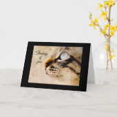 Carte de vœux pliante de chat « Pensées pour toi » (Fleur jaune)