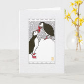 Carte de voeux Plié Saison Puffins (Fleur jaune)