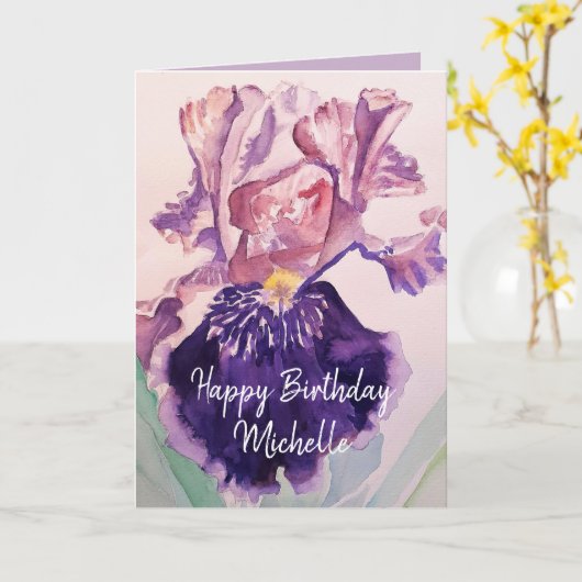 Carte de voeux pliée (Fleur jaune)