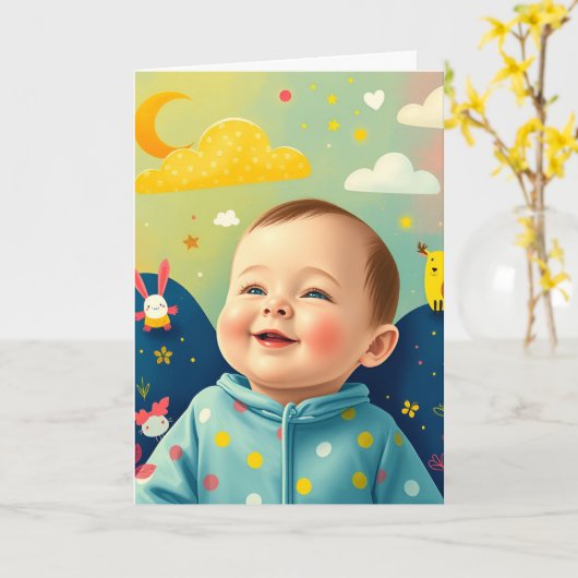 Carte de voeux pliée (Fleur jaune)