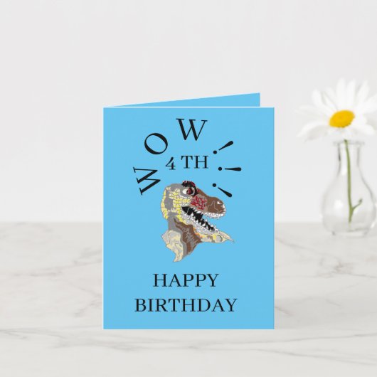 Carte de voeux pliée ; 4° anniversaire pour un gar (Petite plante)