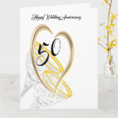 Carte de voeux pliée 50E ANNIVERSAIRE MARIAGE (Fleur jaune)