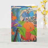 Carte de voeux pliée 5" x 7" "Bird Song" (Fleur jaune)