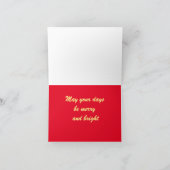 Carte de vœux pliée à carreaux rouges Joyeux Noël (Intérieur)