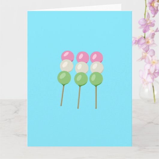Carte de vœux pliée Anime Blue Pastel Dango (Orchidée)