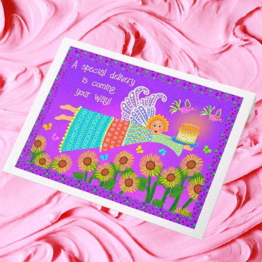 Carte de voeux pliée Anniversaire Ange