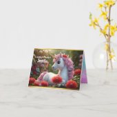Carte de voeux pliée Anniversaire Unicorn Enchanta (Fleur jaune)