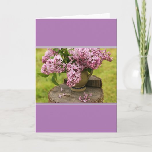 Carte de vœux pliée au lilas printanier (Devant)