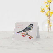 Carte de voeux pliée aux oiseaux et aux baies (Fleur jaune)