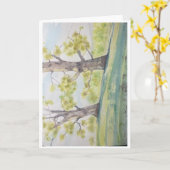 Carte de vœux pliée avec aquarelle originale (Fleur jaune)