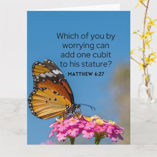 Carte de vœux pliée avec Écriture Sainte  (Fleur jaune)