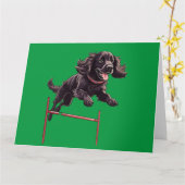 Carte de voeux pliée avec l'espagnol d'agilité (Fleur jaune)