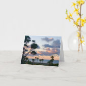 Carte de voeux pliée avec photo du coucher du sole (Fleur jaune)