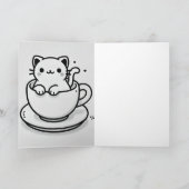 Carte de vœux pliée avec un chat mignon dans une t (Intérieur)