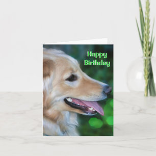 Carte de vœux pliée avec un Golden Retriever sédui
