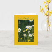 Carte de vœux pliée avec une petite note (Fleur jaune)