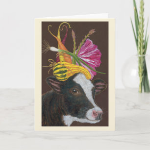 Carte de vœux pliée avec veau Holstein